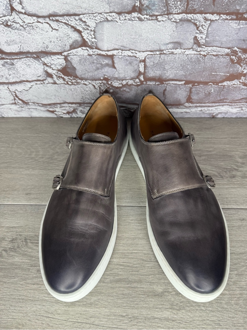 Magnanni BOLTY Gray Double Monk Strap Hybrid Dress Sneakers Men Sz 11M US/44EU